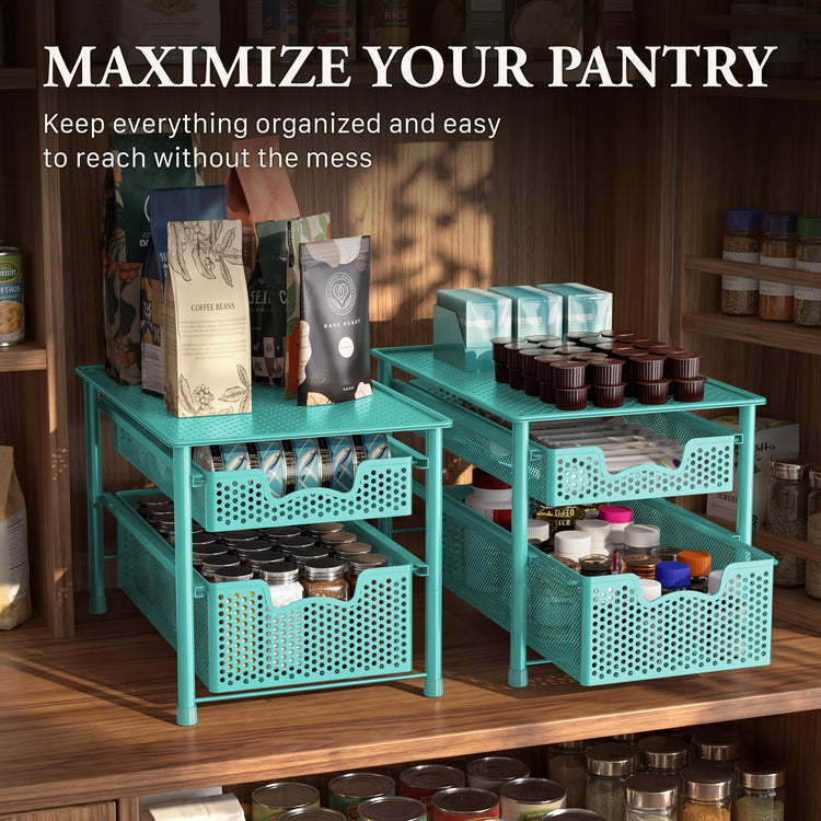 Stackable 2 Tier Sliding Basket Drawer