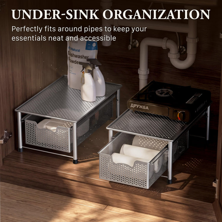Stackable Cabinet Basket Drawer Organizer