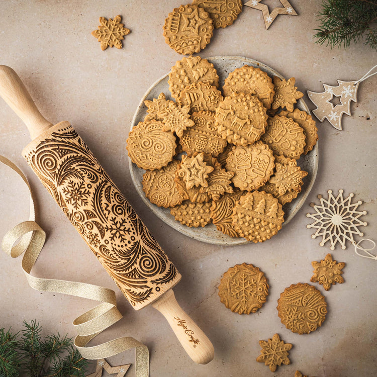 FROST Embossing rolling pin for Christmas cookies
