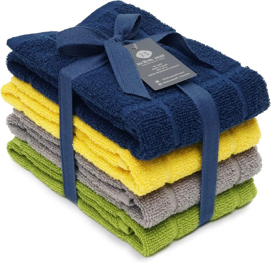 100% Cotton Terry Dish Towels, 4 Pack Solid, 16 x26 Inches, Super Soft and Absorbent Kitchen Towels, Perfect for Kitchen Cleaning and Dish Washing | Assorted - Nestoria