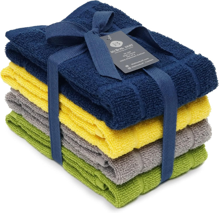 100% Cotton Terry Dish Towels, 4 Pack Solid, 16 x26 Inches, Super Soft and Absorbent Kitchen Towels, Perfect for Kitchen Cleaning and Dish Washing | Assorted - Nestoria