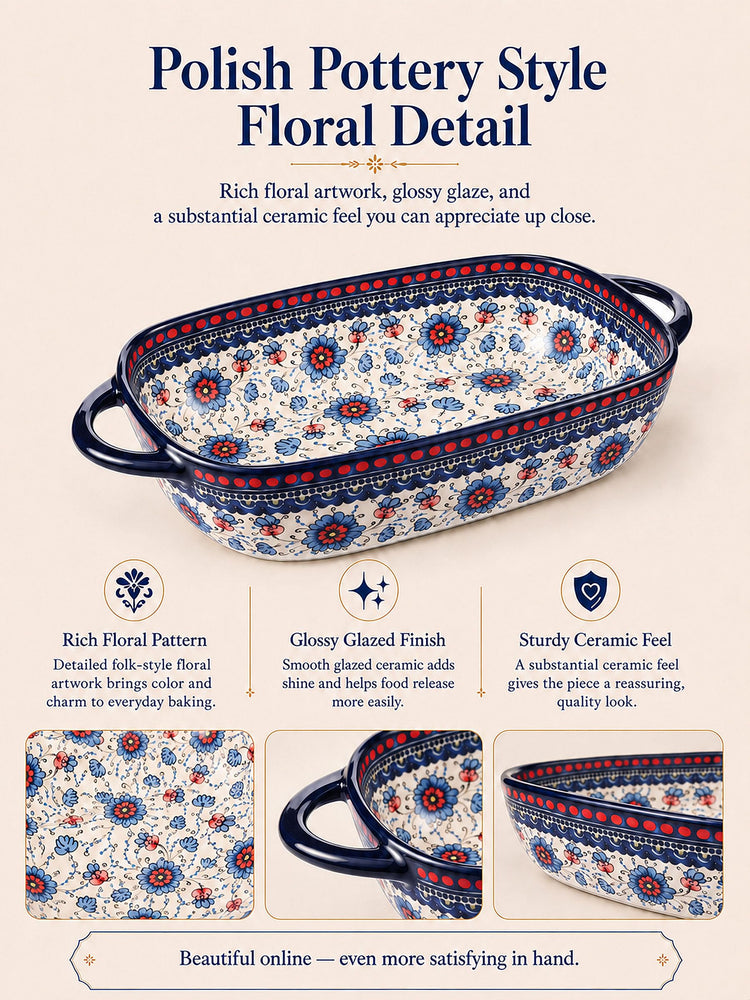 2 Piece Polish Pottery Style Ceramic Baking Dish Set (2 Count)