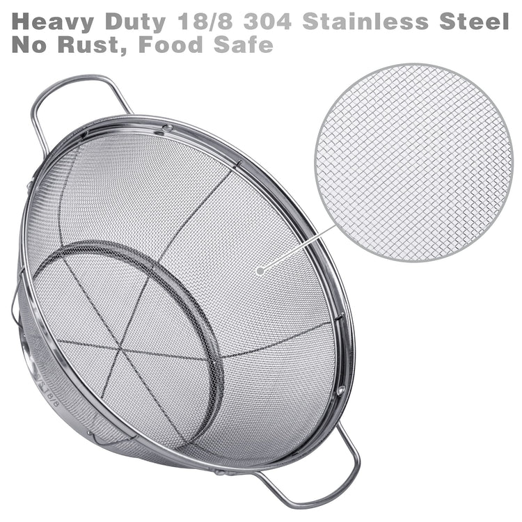 3 Pack 18 8 Stainless Steel Colander Sieves (3 Count)