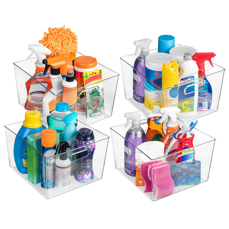 Clear Plastic Storage Bins for Kitchen (8 Count)