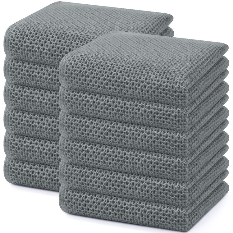 100% Cotton Waffle Weave Kitchen Dish Towels 12 (12 Count)