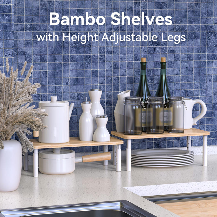 Bamboo Cabinet Organizer Shelf 2 Pack (2 Count)