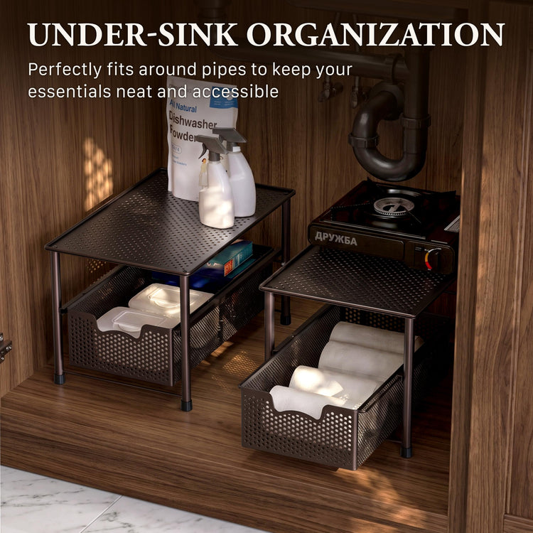 Stackable Under Sink Sliding Basket Drawer
