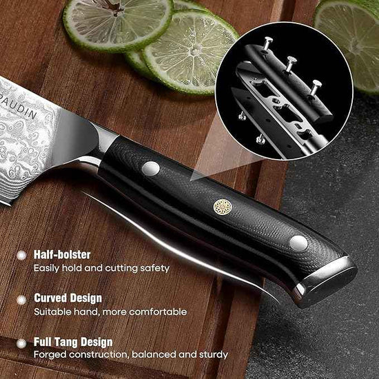 PAUDIN Nakiri Knife 7'', Damascus Chef Knife, Japanese VG-10 Stainless Steel, Kitchen Knife with G10 Full Tang Handle, Razor Sharp 67-Layer Forged Blade