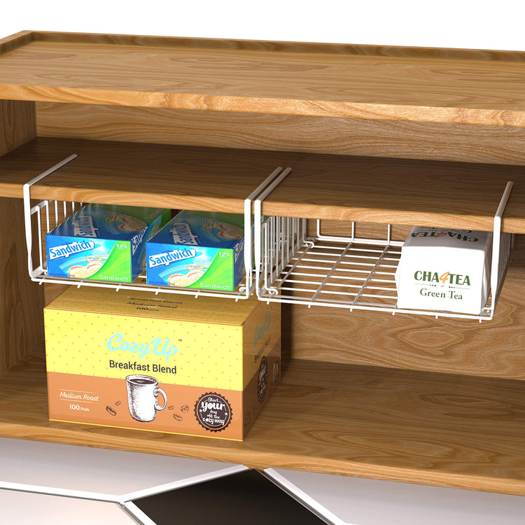 2 Pack Under Shelf Wire Metal Basket Shelf (2 Count)