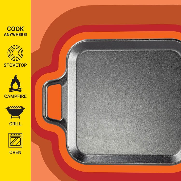 BOLD Pre Seasoned Cast Iron Square Griddle