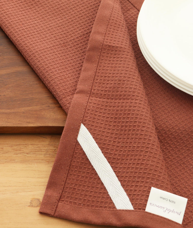 Rust Waffle Weave Kitchen Towel