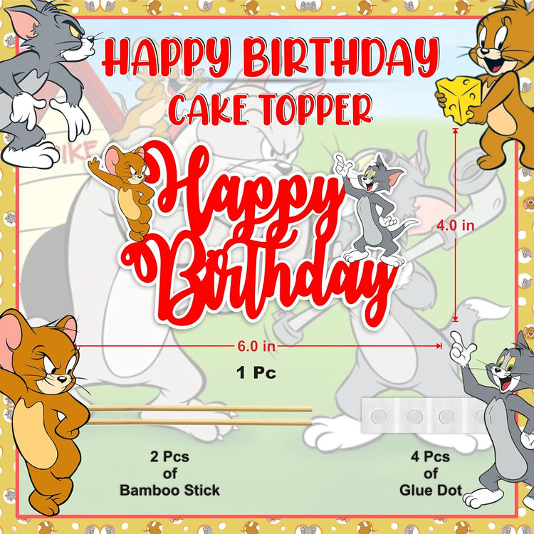 Tom & Jery Happy Birthday Cake Topper