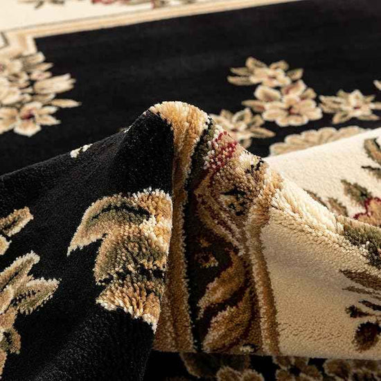 Well Woven Timeless Collection Le Petit Palais Black 5' Foot Round Luxurious Traditional French Medallion Oriental Area Rug Living Room Bedroom Dining Room Easy-to-Clean Durable Design
