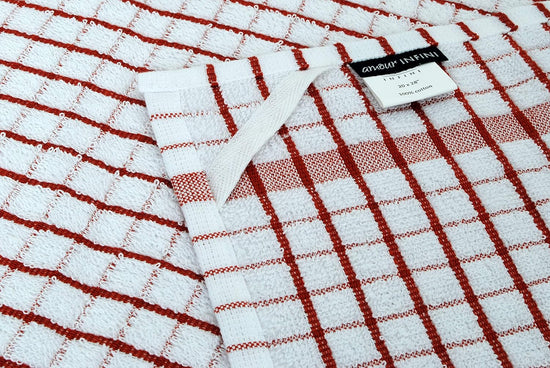 AMOUR INFINI Kitchen Towels Set of 4 - Highly Absorbent, Super Soft Terry Cotton 20x28 Inch Dish Towels with Hanging Loop - Hand & Tea Towels for Cleaning & Drying Dishes (Rust) - Nestoria