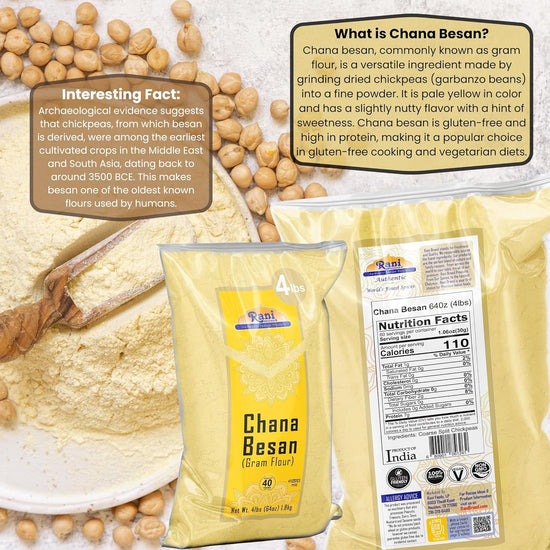 Rani Chana Besan (Chickpeas Flour, Gram) 64oz (4lbs) 1.81kg Bulk ~ All Natural | Vegan | Gluten Friendly | NON-GMO | Kosher | Indian Origin - Nestoria
