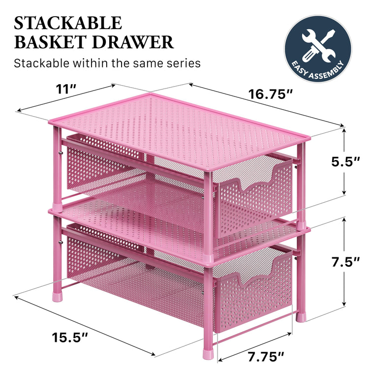 Stackable Cabinet Basket Drawer Organizer