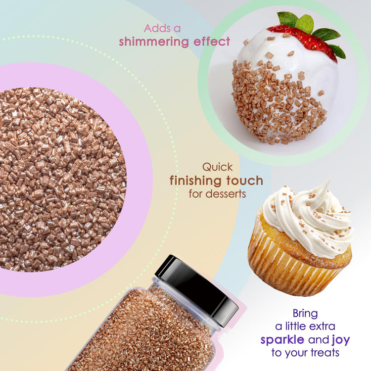 Rose Gold Pearlized Sugar Sprinkles for Baking (5 Ounce)