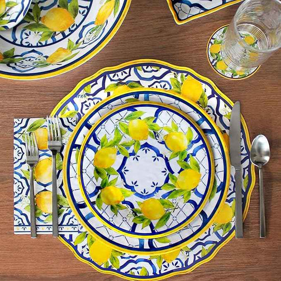 Le Cadeaux 18 Piece Luxury Melamine Dinnerware Set, Service for 6 (Palermo)
