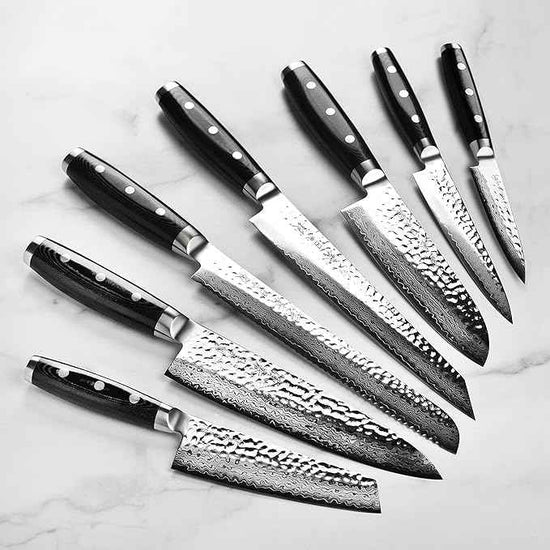 Enso Knife Set - Made in Japan - HD Series - VG10 Hammered Damascus Japanese Stainless Steel with Gray Ash Knife Block - 25 Piece