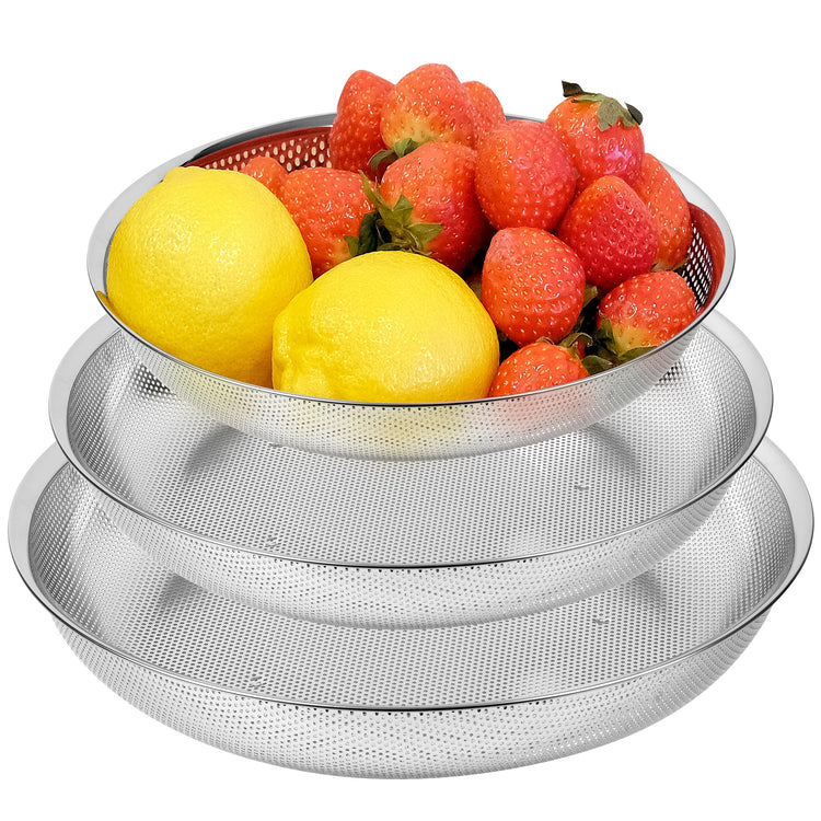 Shallow Stainless Steel Colander Set of 3