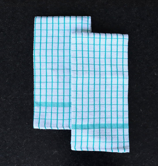 AMOUR INFINI Kitchen Towels Set of 4 - Highly Absorbent, Super Soft Terry Cotton 20x28 Inch Dish Towels with Hanging Loop - Hand & Tea Towels for Cleaning & Drying Dishes (Teal) - Nestoria