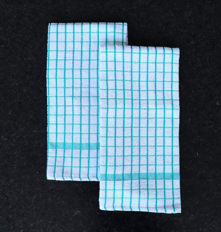 AMOUR INFINI Kitchen Towels Set of 4 - Highly Absorbent, Super Soft Terry Cotton 20x28 Inch Dish Towels with Hanging Loop - Hand & Tea Towels for Cleaning & Drying Dishes (Teal) - Nestoria