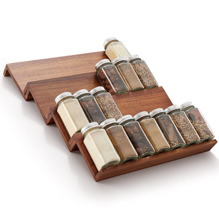 Wooden Spice Rack Organizer for Cabinet (4 Count)