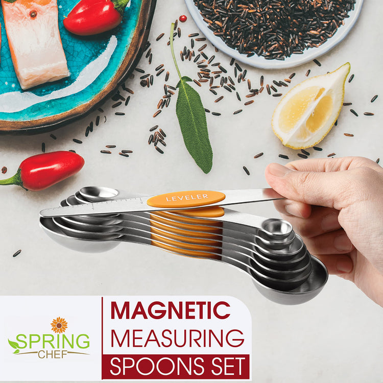 Stainless Steel Magnetic Measuring Spoons Set of 8