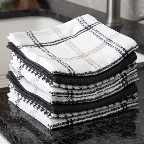 T-fal Premium Waffle Dish Cloths (8-Pack), 12"x13" Highly Absorbent, Super Soft Long Lasting 100% Cotton Flat Waffle Dish Towel for Washing Dishes, Neutral - Nestoria