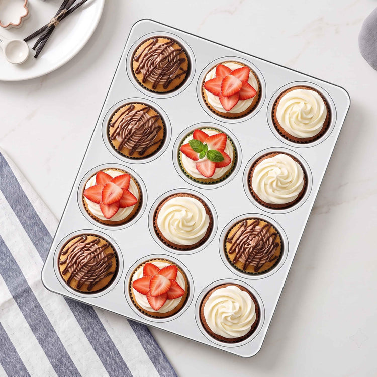 Stainless Steel Muffin Cupcake Pan 12 Cups (2.5 Count)
