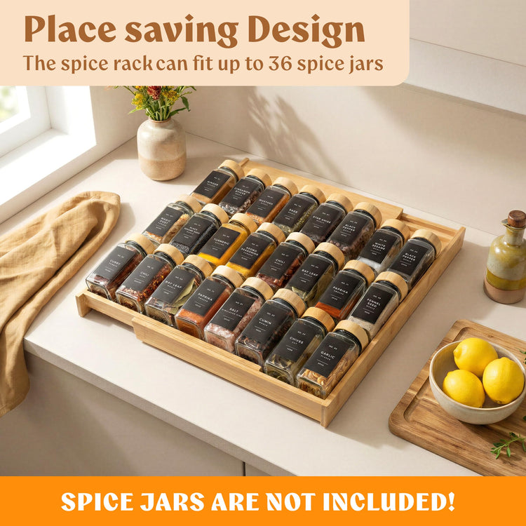 Bamboo Spice Drawer Organizer