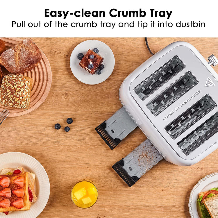 Toaster 4 Slice Retro Stainless Steel with Extra Wide Slots Bagel