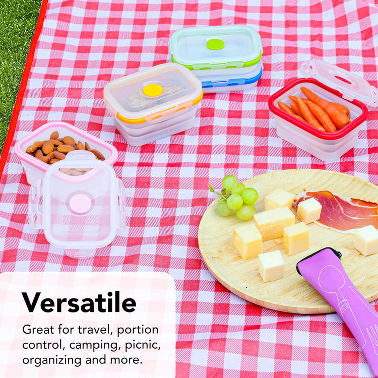 Small Collapsible Silicone Containers, Perfect for Snacks, Travel, Space-Saving Storage, Set of 8