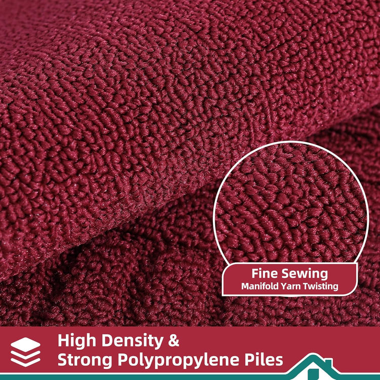 BEQHAUSE-Kitchen-Rugs-and-Mats [2PCS] Non Slip Kitchen Mats for Floor,Machine Washable Burgundy Red Kitchen Rugs,Polypropylene Kitchen Floor Mat with TPR Backing 20x30inch/20x48inch