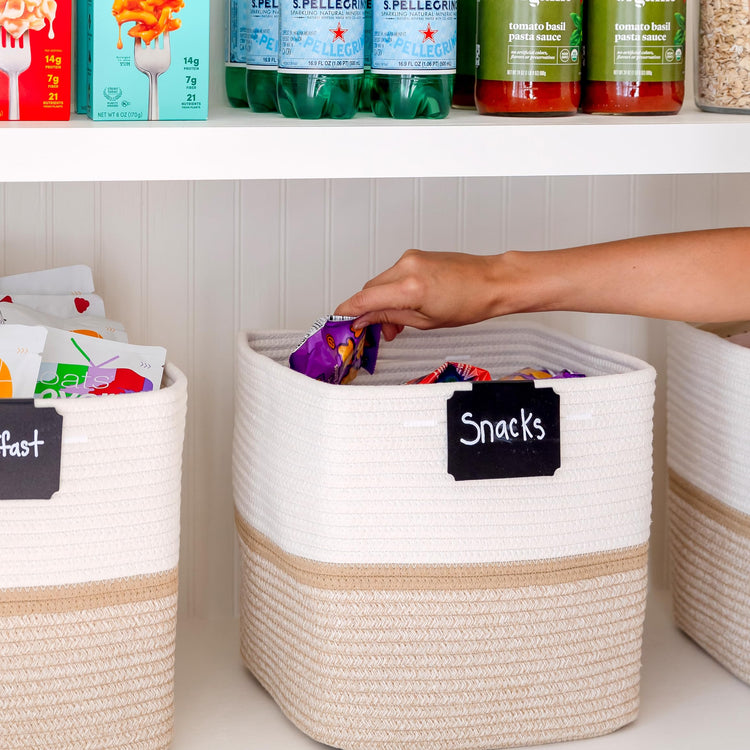 Storage Cubes 11 Inch Cotton Rope Woven Baskets for Organizing (3 Count)