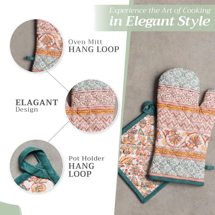 100% Cotton Oven Mitt & Pot Holder Set (2 Count)