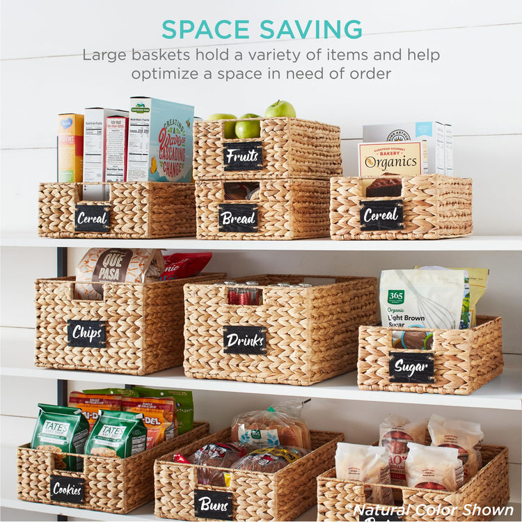 Set of 4 16x12in Large Water Hyacinth Pantry Baskets (4 Count)