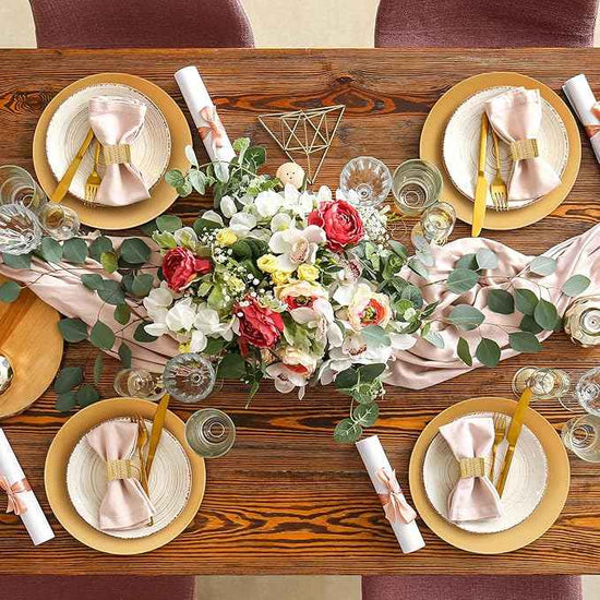 Tanlade 50 Pcs 13 Inch Charger Plates Bulk Round Wedding Chargers Plastic Dinner Plates for Table Setting Wedding Party Decoration (Gold)
