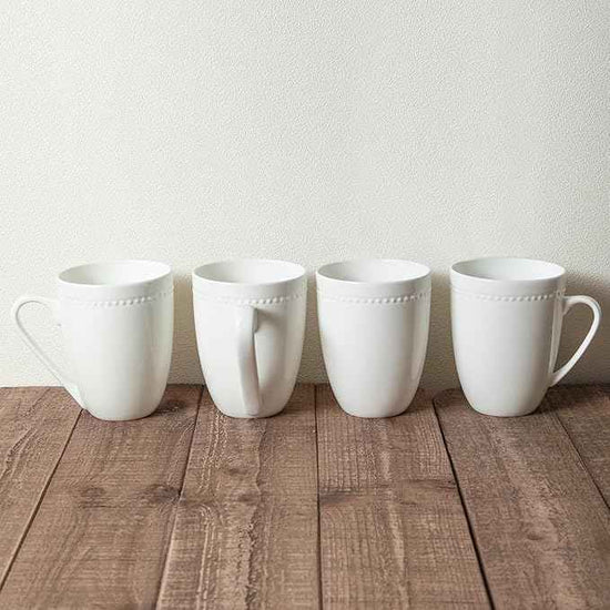 Stone Lain Ava Bone China Formal Dinnerware Set, 16-Piece Everyday Dish Service for 4 Includes Plates, Bowls, and Mugs | Chip + Scratch Resistant| White with Embossed Pinpoint Design