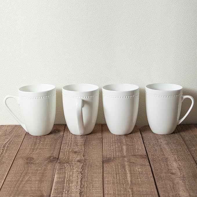 Stone lain Bone China Pinpoint Embossed 32 Piece Dinnerware Set, White