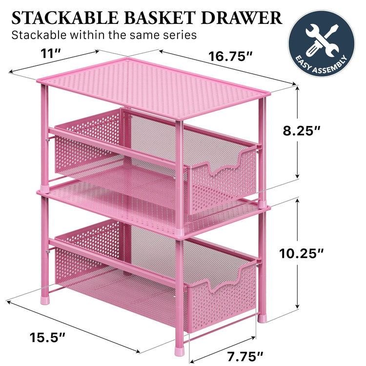 Stackable Under Sink Sliding Basket Drawer