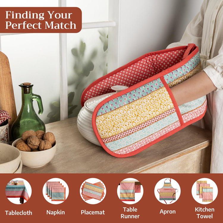 Double Oven Mitts 100% Cotton Double Oven Glove
