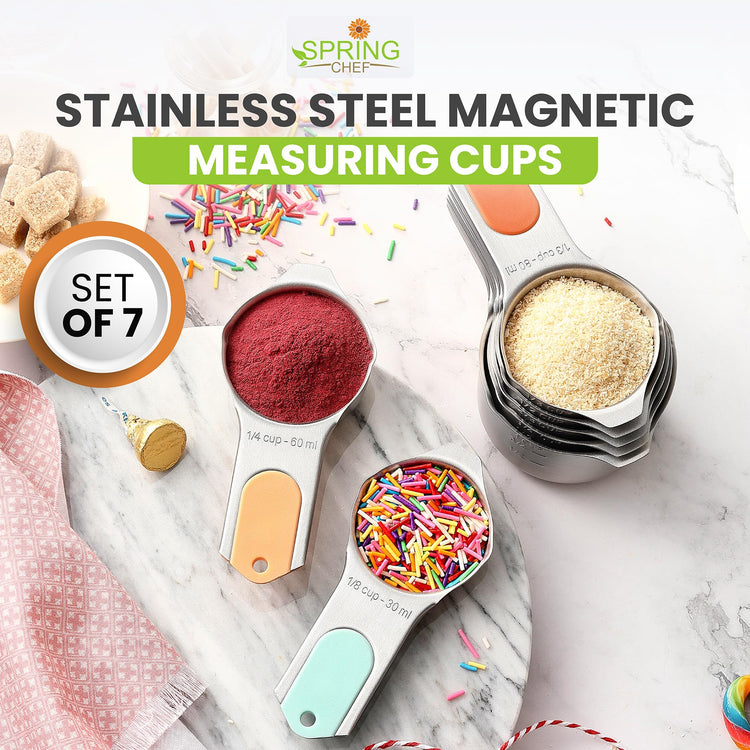 Magnetic Stainless Steel Measuring Cups Set of 7