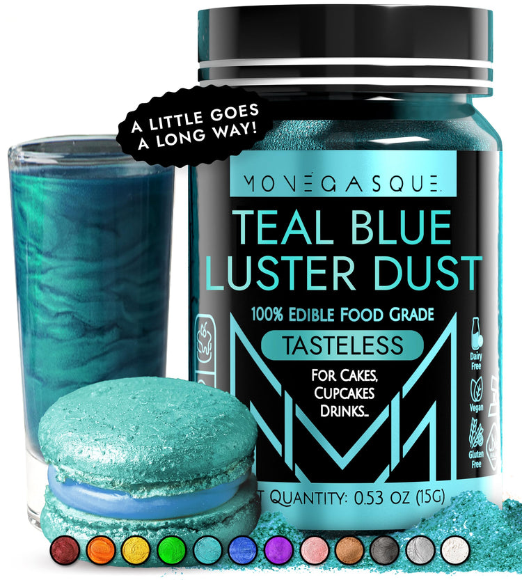 Teal Blue Edible Glitter for Drinks & Cakes