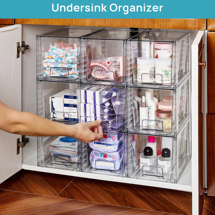 6 Pack Large Stackable Storage Drawers (6 Count)