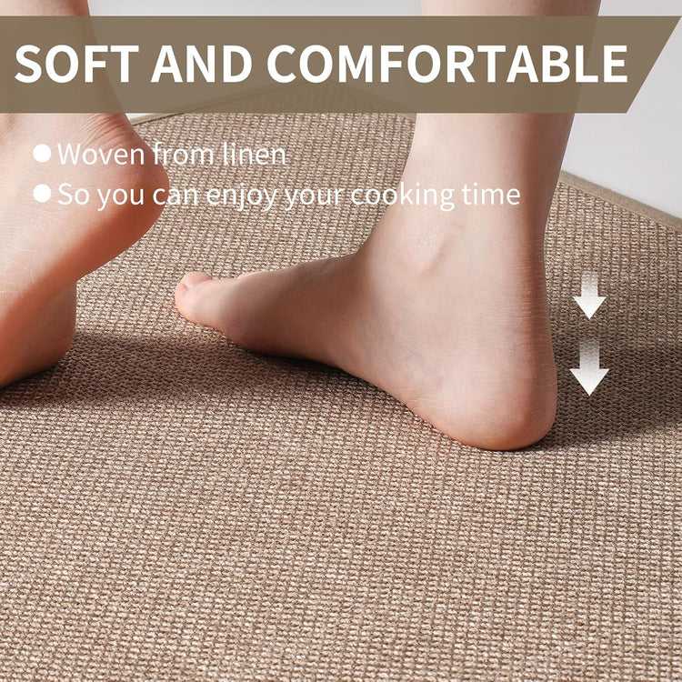 Kitchen mats for Floor, Water and Oil Absorbent Runner Rugs for Kitchen, Kitchen Mat in Front of Sink,Non-Slip and Washable Kitchen Rugs,Braided Quick Dry Kitchen Standing Mat 17x47 Brown