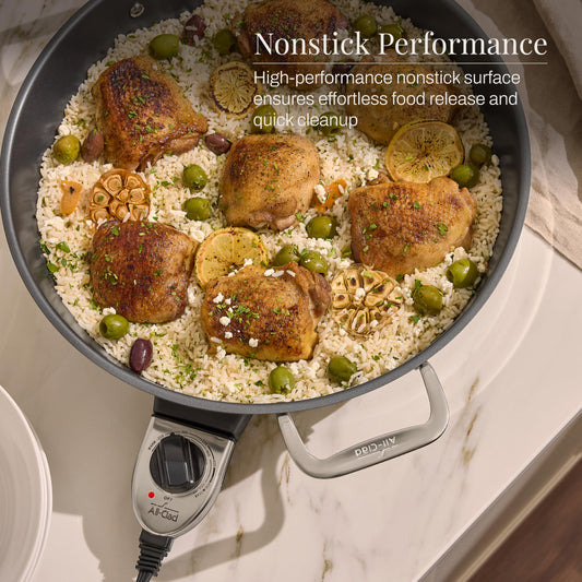 Electrics Stainless Steel and Nonstick Surface Skillet 7 Quart 1800 Watts Temp Control