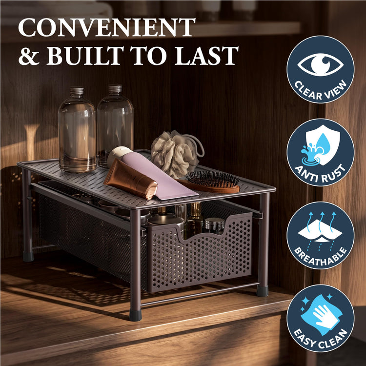 Stackable Cabinet Basket Drawer Organizer
