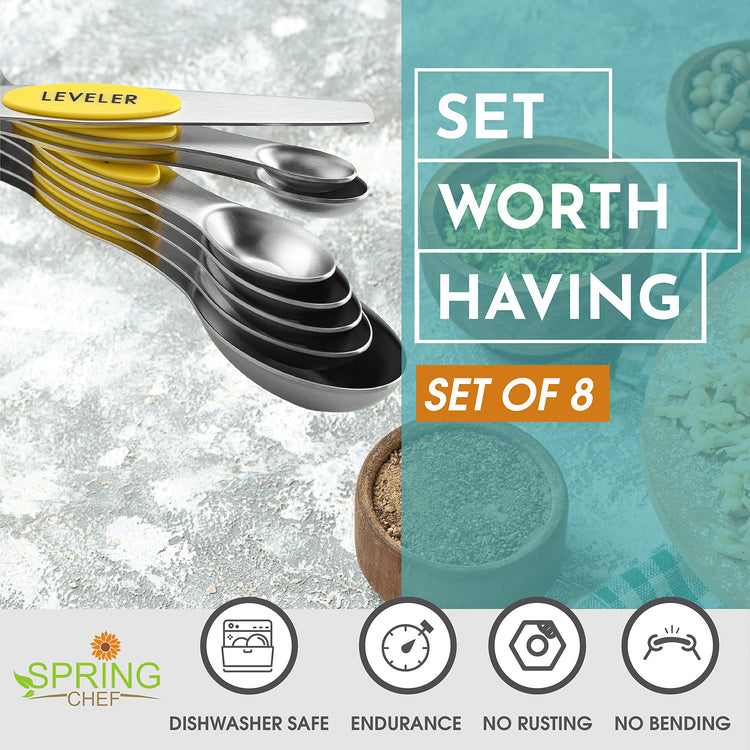 Stainless Steel Magnetic Measuring Spoons Set of 8