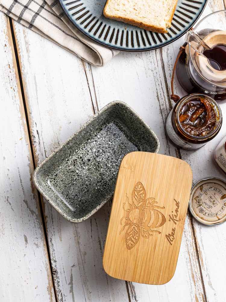 Ceramic Butter Dish with Lid for Countertop and Refrigerator